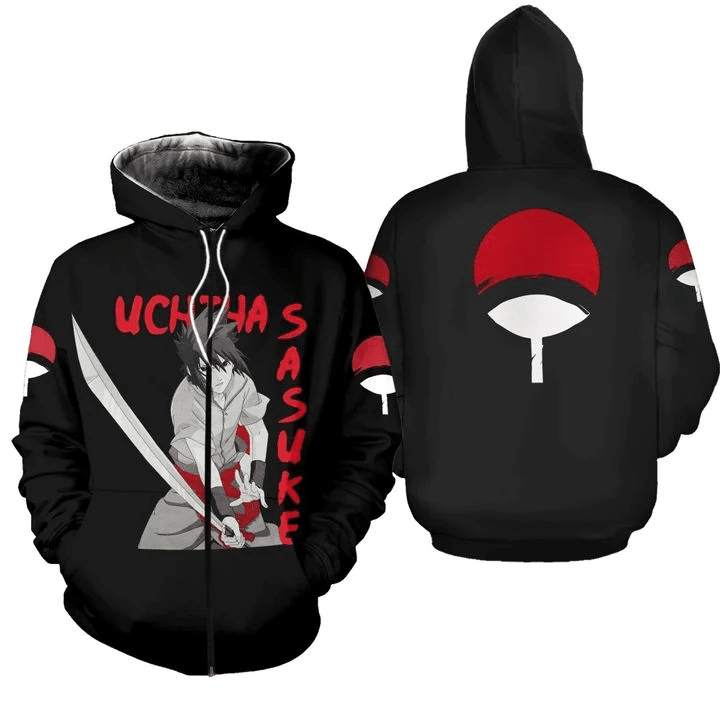 Sasuke Symbol Naruto 3d Hoodie Zip Hoodie