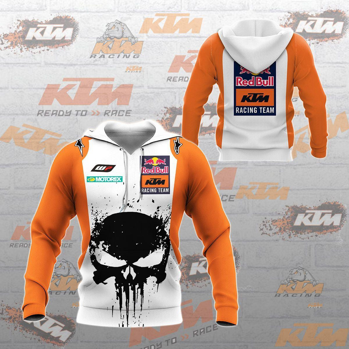 Punisher Red Bull Ktm Factory Racing Team F1 8k131 3d Zip Hoodie Hoodie Ii0