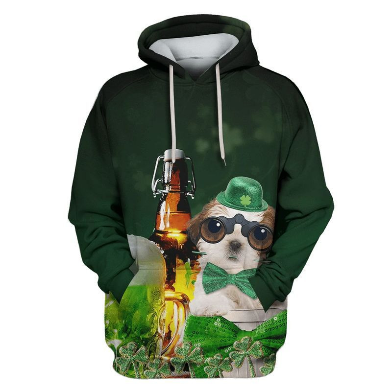 Shih Tzu Dog Saint Patrick’s Day Over Print 3d Hoodie Zip Hoodie