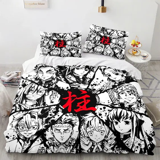 Demon Slayer Bedding Set Demon Slayer Hashiras Monochrome Art Duvet Covers