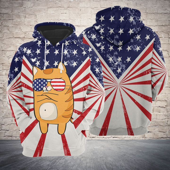 Cat Us Flag 3D All Over Print Hoodie & Zip Hoodie
