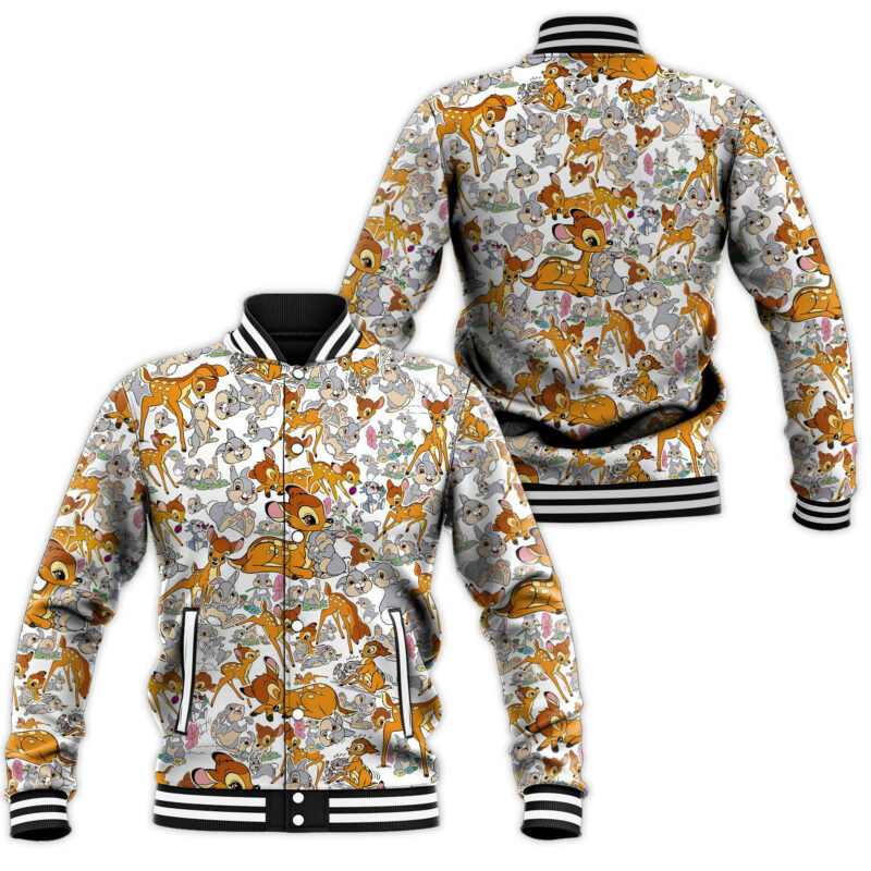 Bambi Thumper Pattern Baseball Jacket
