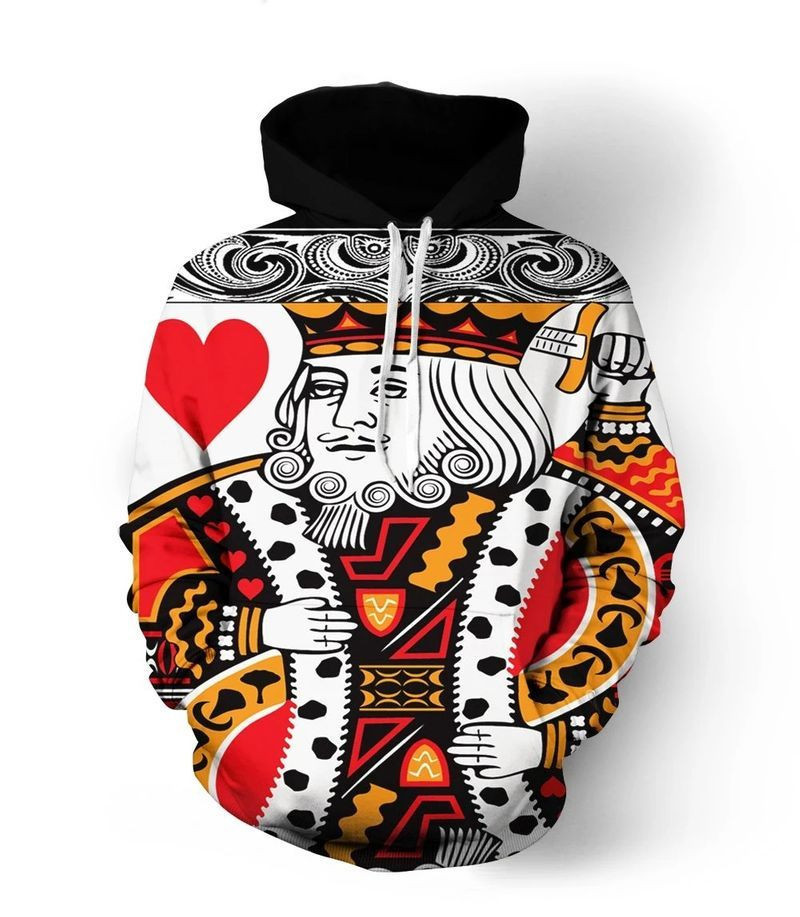 Poker King Of Hearts Over Print 3d Hoodie Zip Hoodie 2
