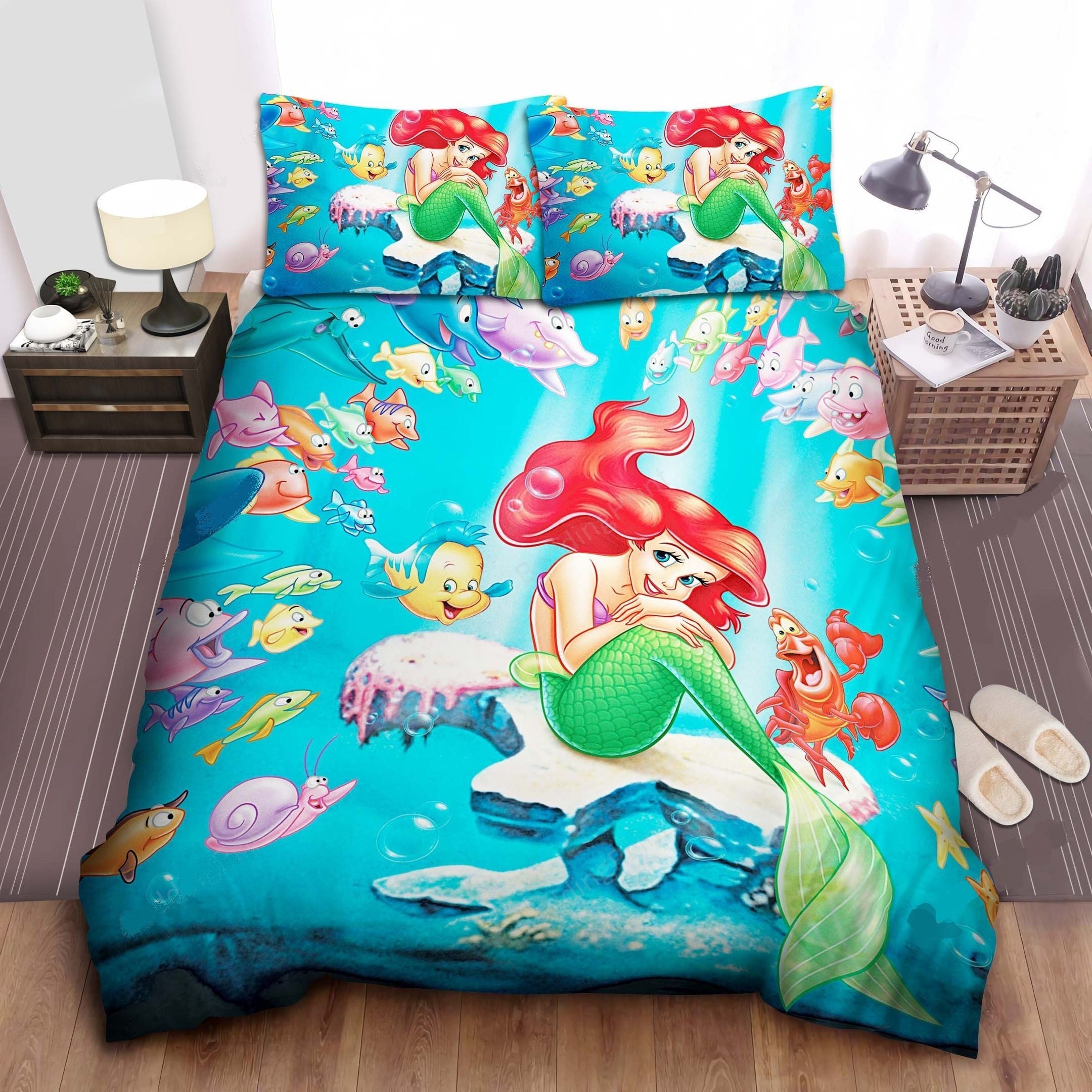 Little Mermaid Bedding Set DN Princess Ariel Singing With Fishes Duvet Covers