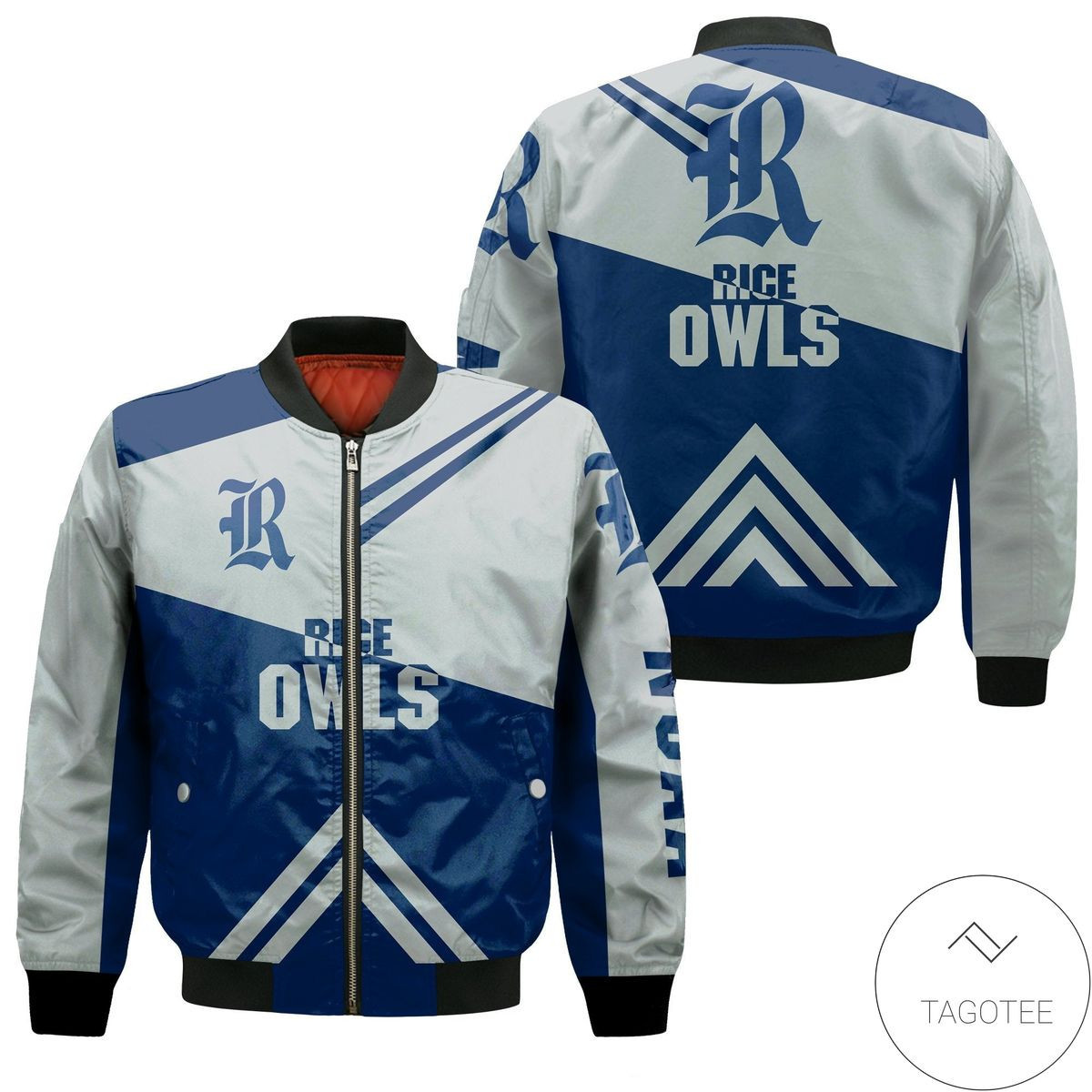 Rice Owls Stripes Cross Shoulders Bomber Jacket