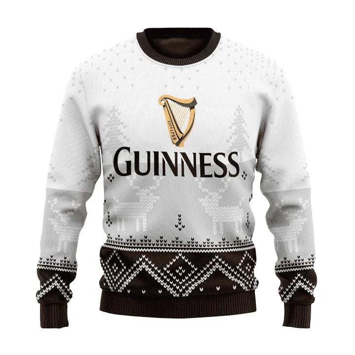 Personalized Guinness Winter Reindeer Ugly Christmas Sweater