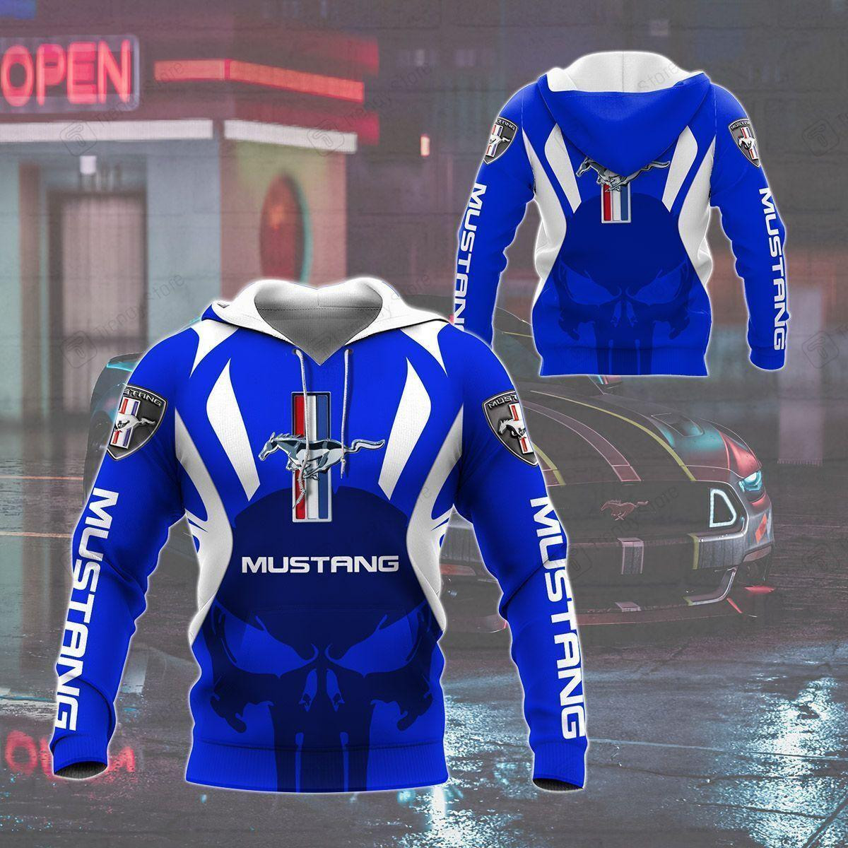 Punisher Ford Mustang Luxury Car 8k193 3d Zip Hoodie Hoodie Ii0