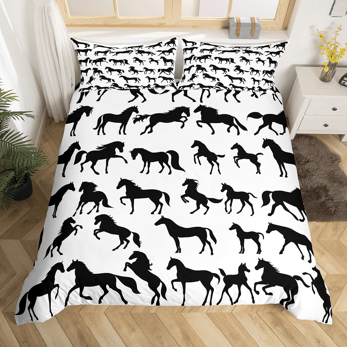 Horse Bedding Set Wild Animals Wildlife Western Horse Pattern Duvet Covers