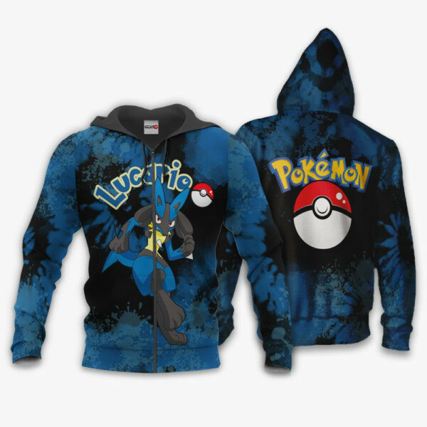 Lucario Anime Pokemon Tie Dye Style 1k788 Cartoon Graphic Outfits Aop 3d Hoodie Zip Hoodie 1090