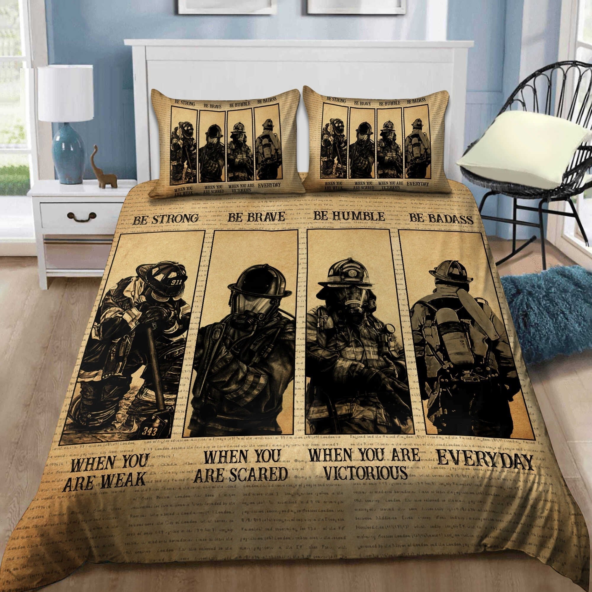 Firefighter Bedding Set Firefighter Be Strong Be Brave Duvet Covers