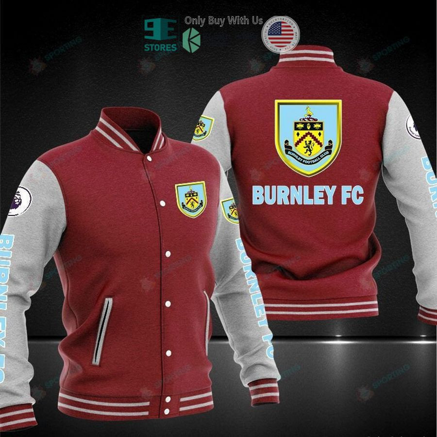 Burnley FC Red Grey Baseball Jacket