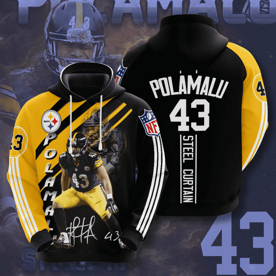 Pittsburgh Steelers Troy Polamalu 3D All Over Print Hoodie & Zip Hoodie