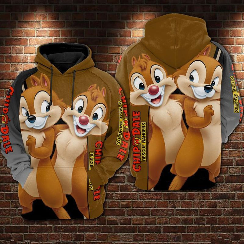 Chip N Dale Over Print 3d Hoodie Zip Hoodie