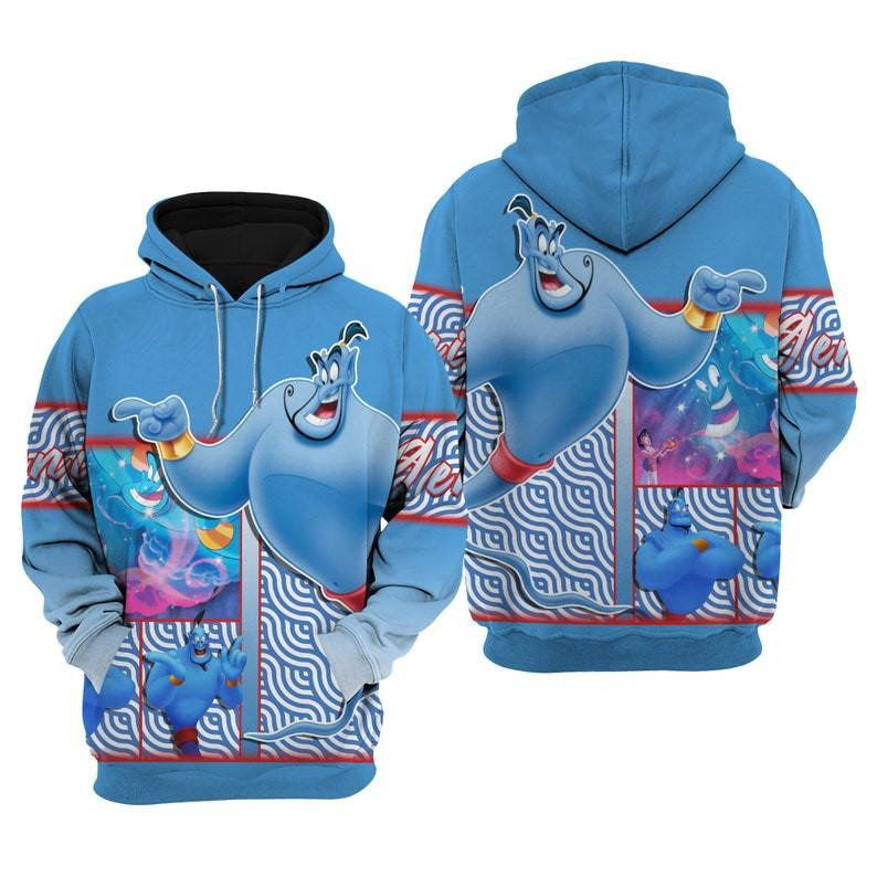 Aladdin Magic Genie Cartoon All Over Print Hoodie, Zip Hoodie