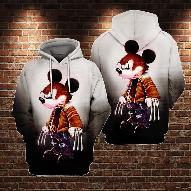 Wolverine Logan Marvel Mickey Over Print 3d Hoodie Zip Hoodie