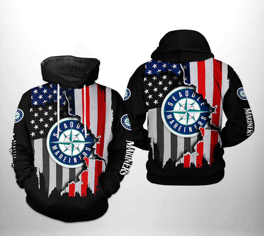 Seattle Mariners MLB US Flag 3D All Over Print Hoodie & Zip Hoodie