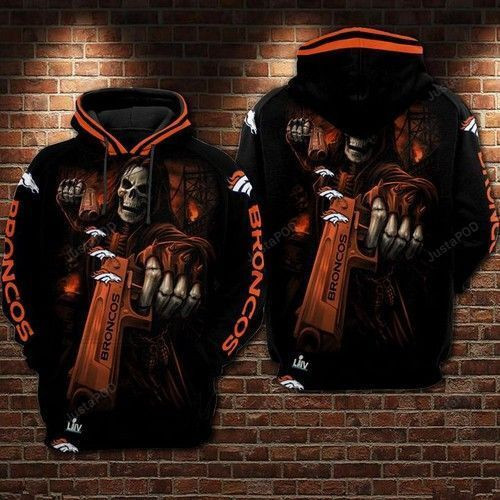 Denver Broncos Skull Guns 3D All Over Print Hoodie & Zip Hoodie