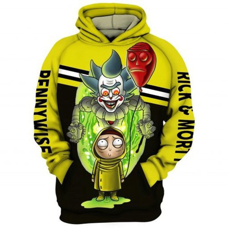 Rick Morty And Pennywise Gift For Fan 3d Hoodie All Over Printed Hoodie