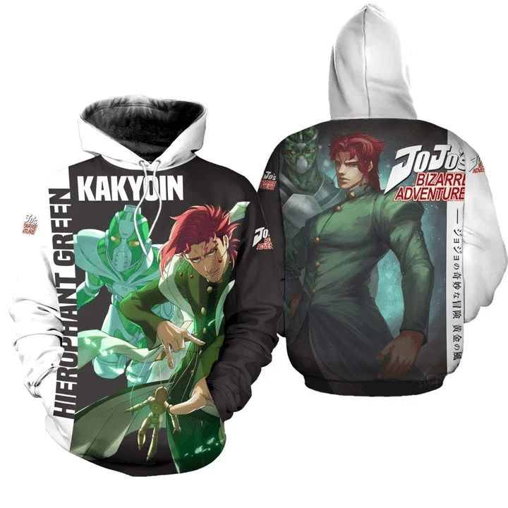 Kakyoin Hierophant Green Jojos Bizarre Adventure 3d Hoodie Zip Hoodie
