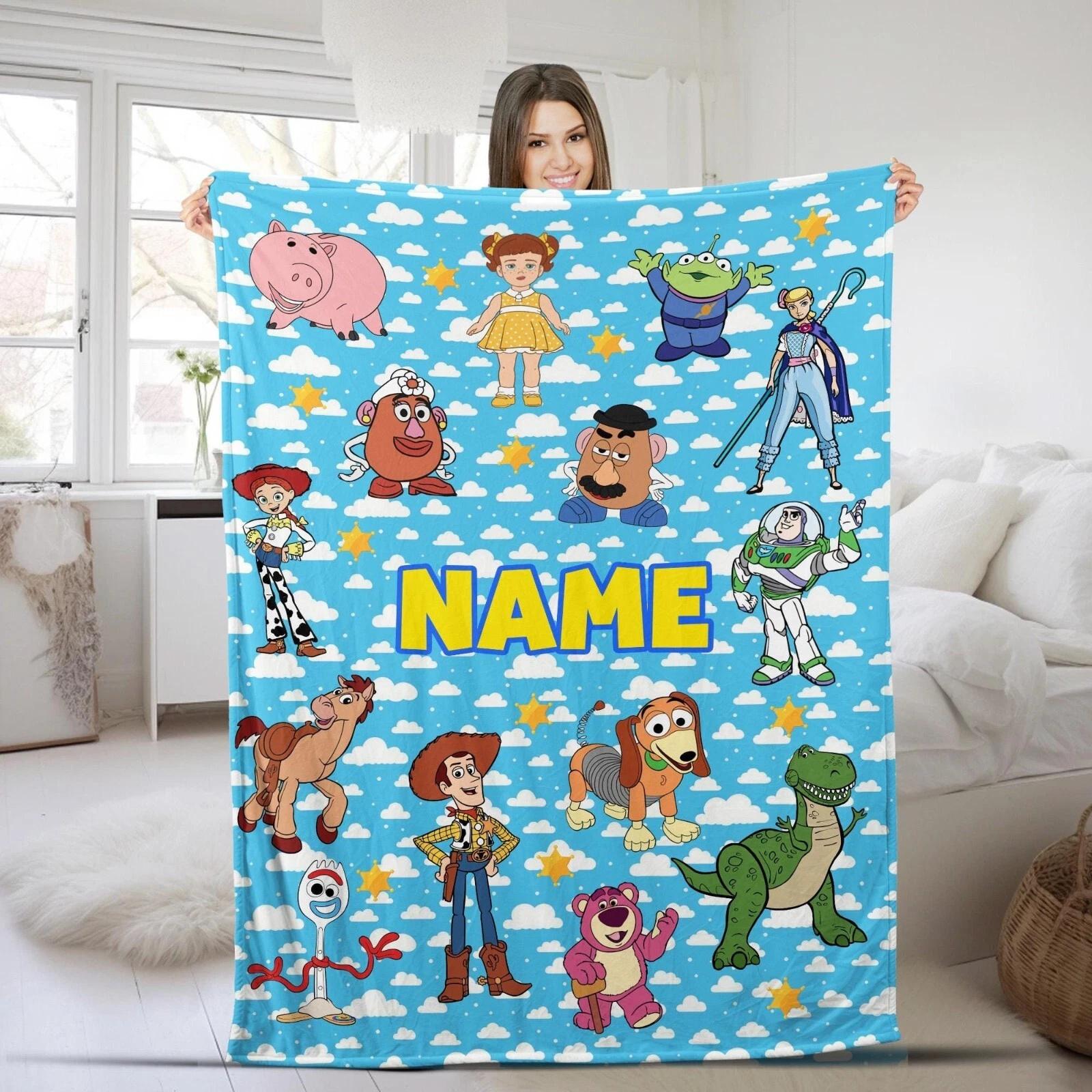 Personalized Toy Story Blanket Custom Name Fleece Sherpa Blanket