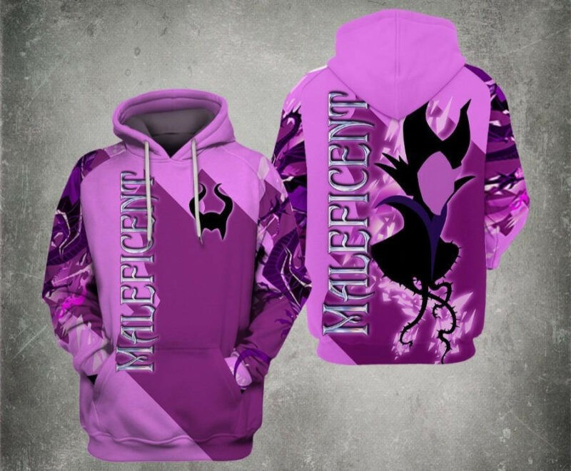 Villain Maleficient Silhouette Purple 3d Hoodie Zip Hoodie