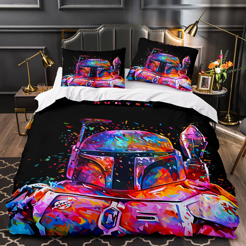 SW Bedding Set SW Boba Fett Minimalist Art Duvet Covers
