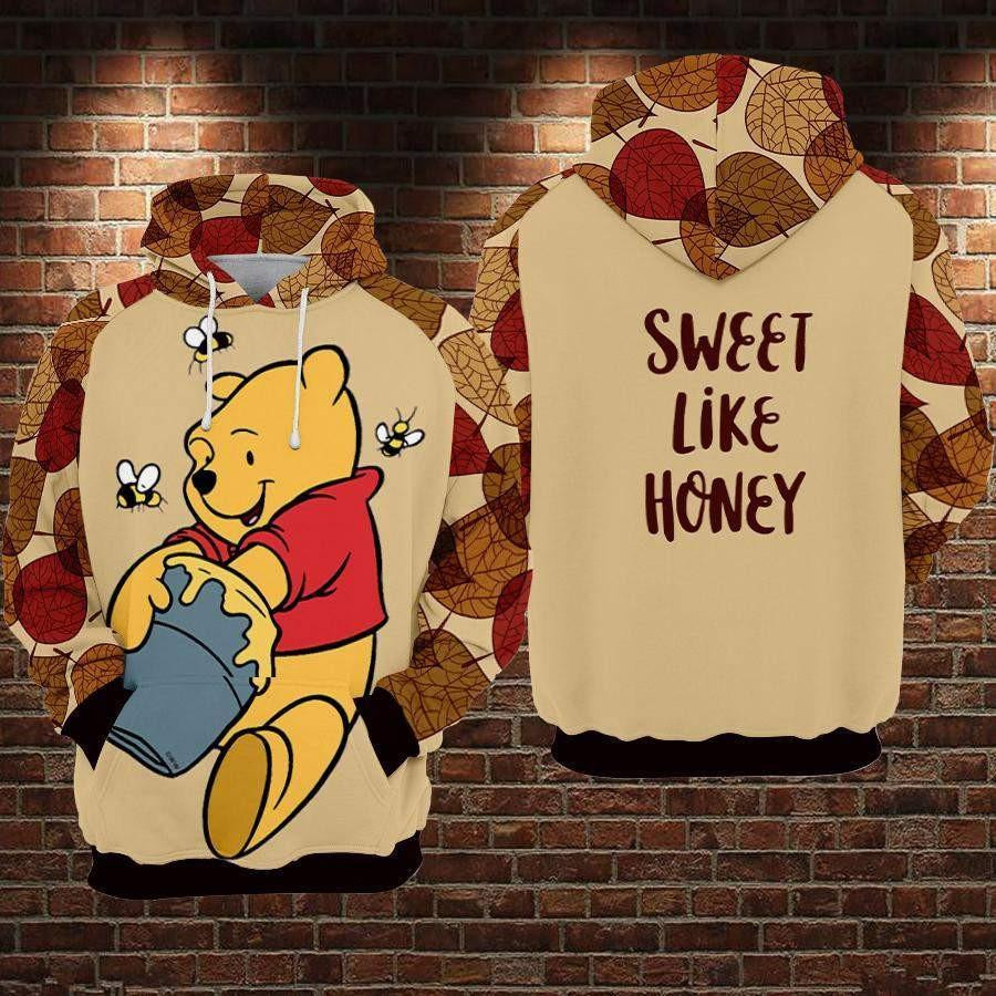 Winnie The Pooh, Cute Pooh Hunny, Sweet Like Honey Aop Hoodie