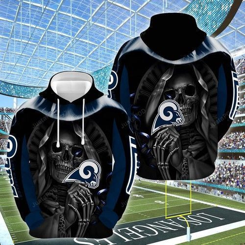 Los Angeles Rams Football Skull Hold Logo 3D All Over Print Hoodie & Zip Hoodie