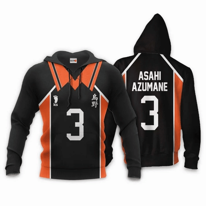 Karasuno Asahi Azumane Haikyuu Number 3 3d Hoodie Zip Hoodie