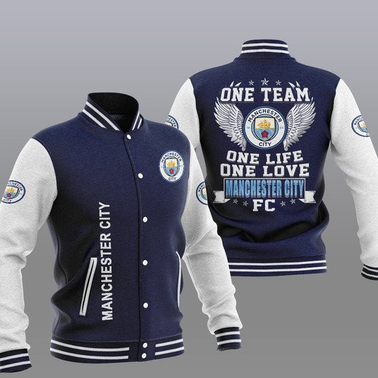 Manchester City Navy Blue One Team One Life One Love Baseball Jacket