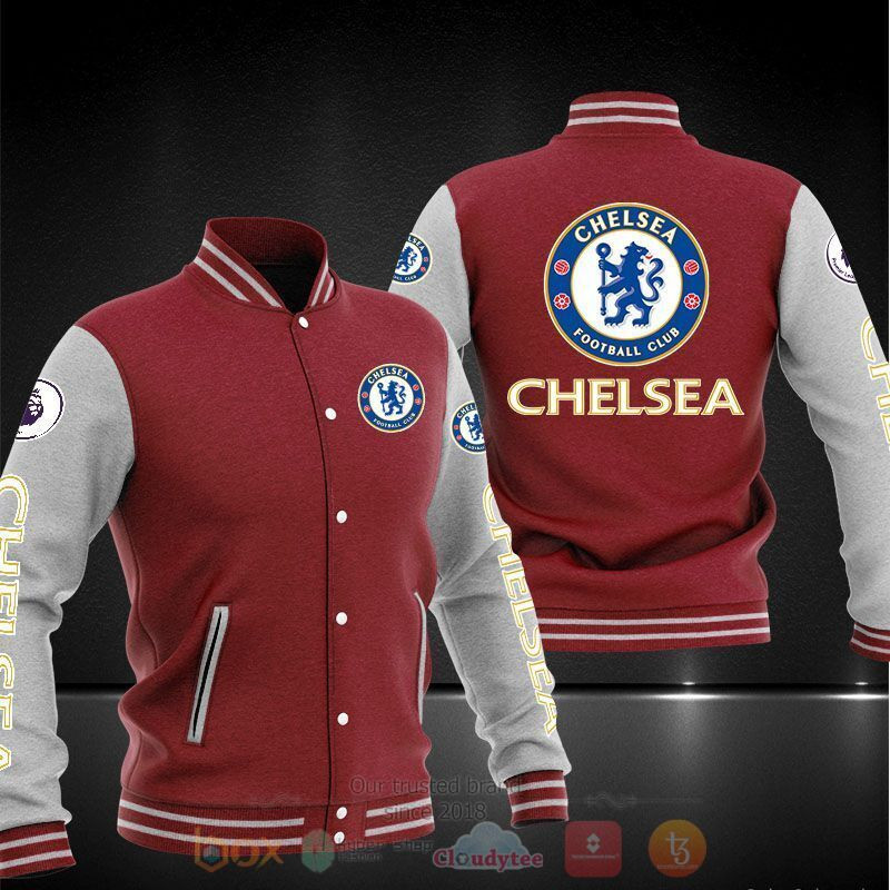Chelsea FC Red Grey Baseball Jacket