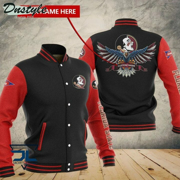 Florida State Seminoles Custom Name Black Red Baseball Jacket
