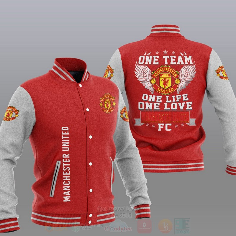Manchester United Red Grey One Team Baseball Jacket
