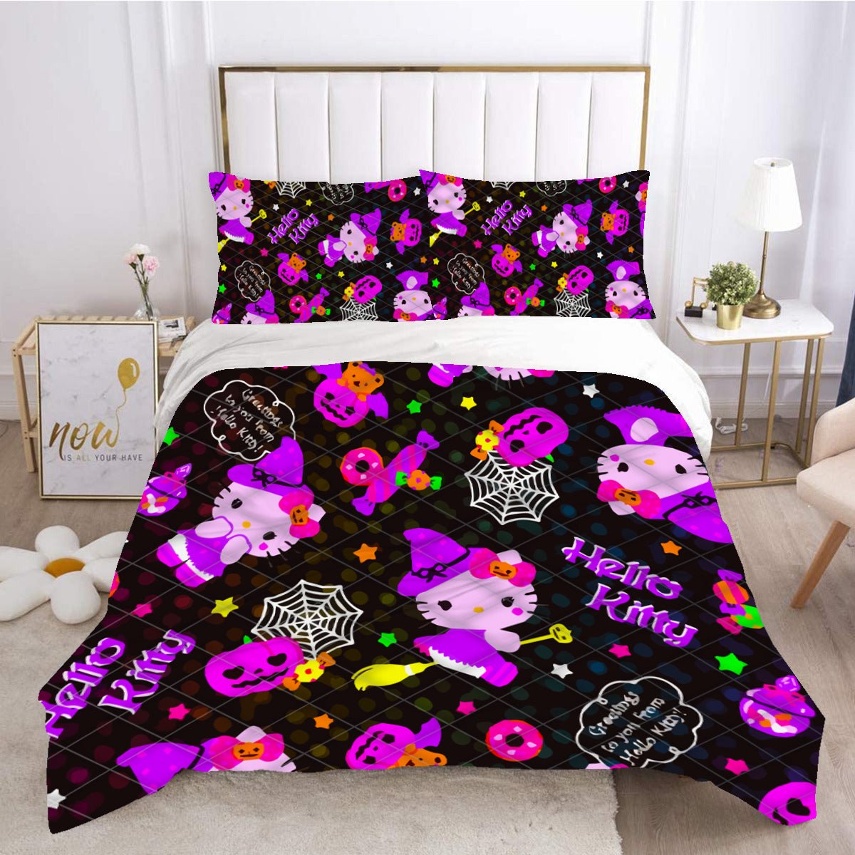 Hello Kitty Bedding Set Hello Kitty Witch Halloween Duvet Covers Black