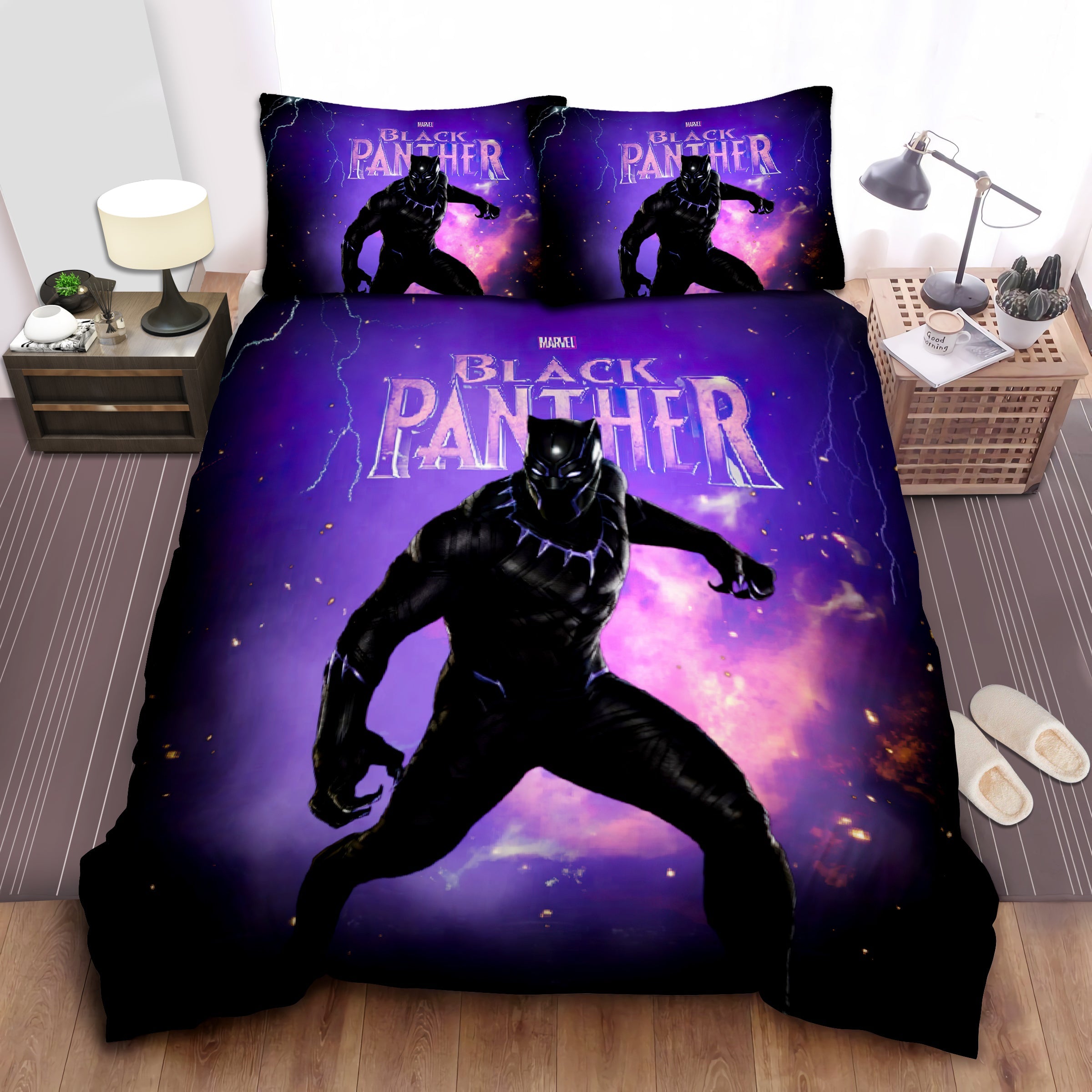 Black Panther Bedding Set MV Black Panther Fighting Pose Duvet Covers Black