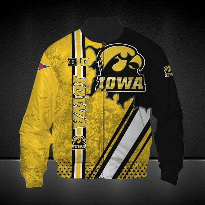 Iowa Hawkeyes Gold Black Bomber Jacket