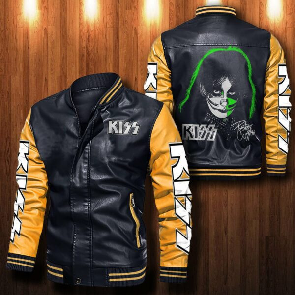 The Catman Criss, Kiss Band, Rock Band, Gift For Fan, The Catman Criss Leather Bomber Jacket 1