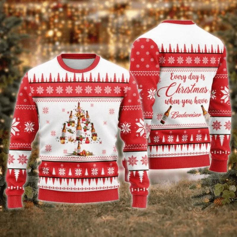 Budweiser Christmas Tree Ugly Christmas Sweater