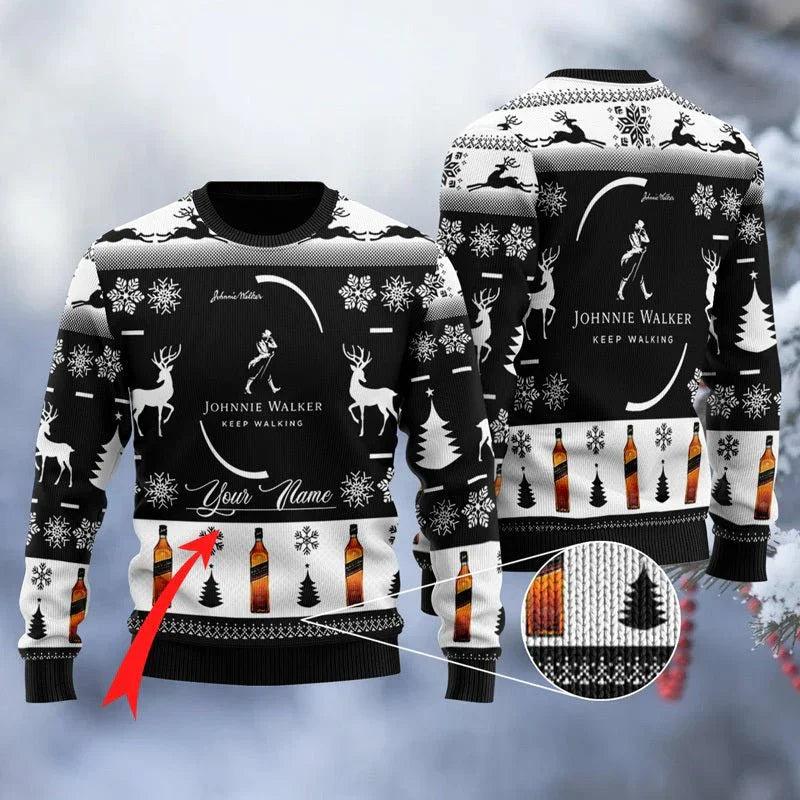 Personalized Johnnie Walker Black Ugly Christmas Sweater