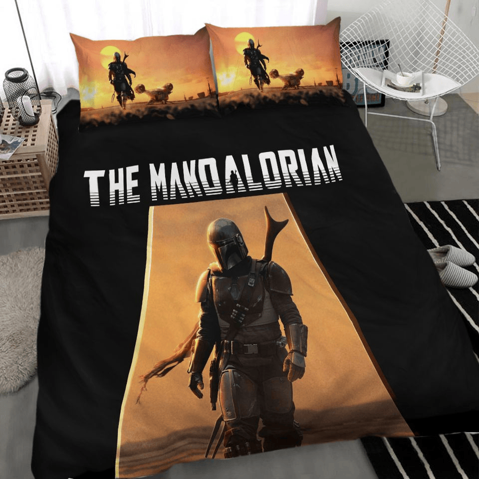 SW Bedding Set The Mandalorian Graphic SW Movie Duvet Covers Black