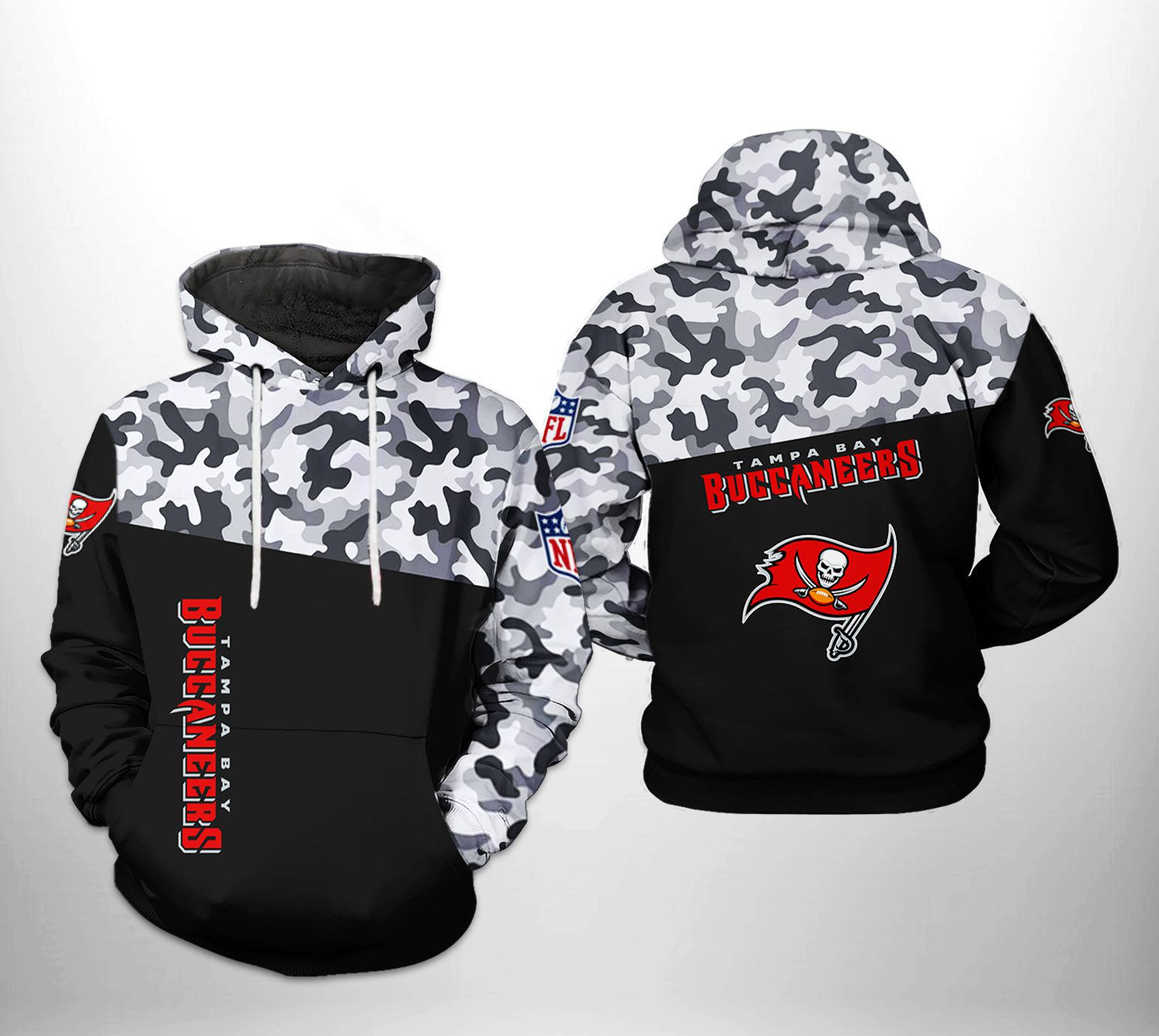 Tampa Bay Buccaneers Camo Veteran Team 3D All Over Print Hoodie & Zip Hoodie