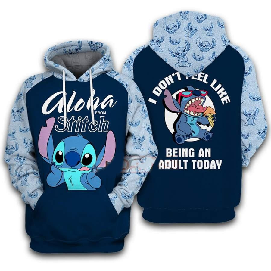 Stitch Fan Gift, Aloha From Stitch, I Dont Feel Like Being An Adult Today All Over Print Hoodie