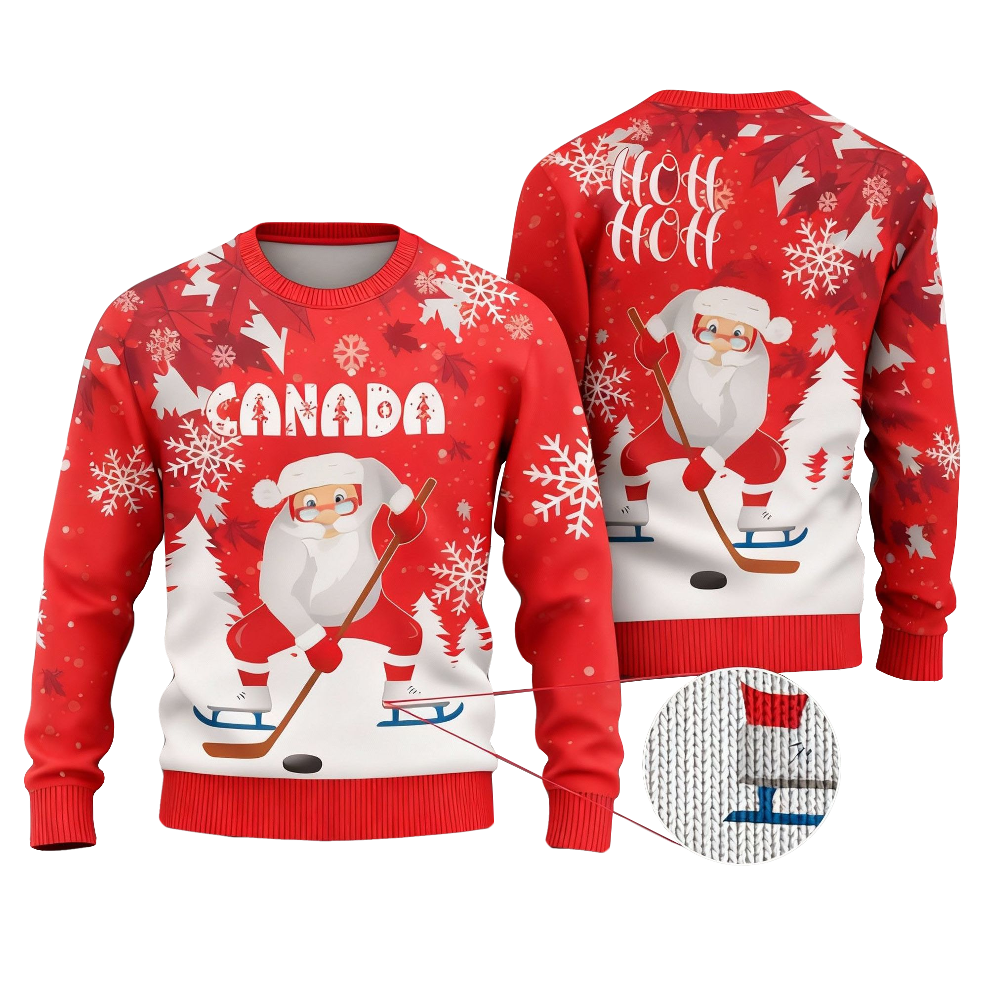 Canada Santa Play Hockey Ugly Christmas Sweater 2025