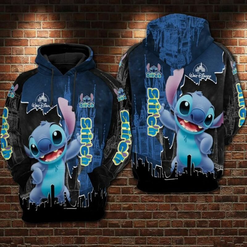 Stitch Cartoon Lilo And Stitch Disneyland Over Print 3d Hoodie Zip Hoodie