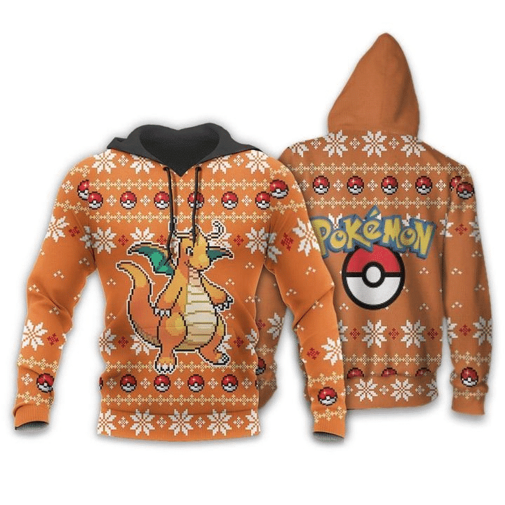 Pokemon Dragonite Ugly Christmas Anime 3d Hoodie Zip Hoodie