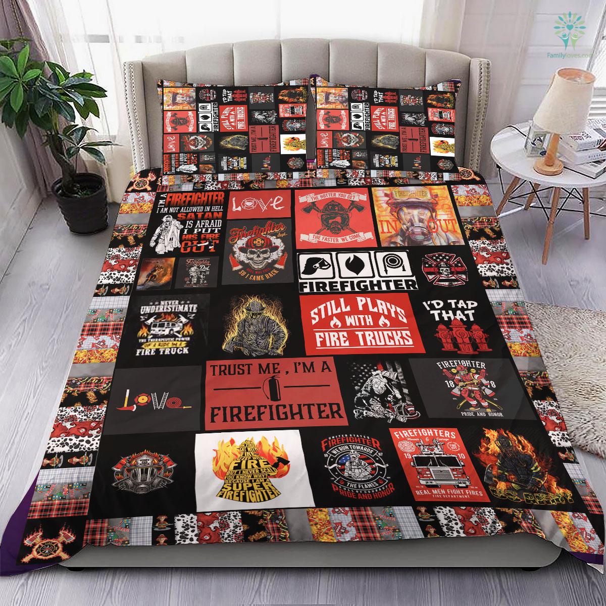 Firefighter Bedding Set Firefighters Still Plays With Fire Truck Duvet Covers Black