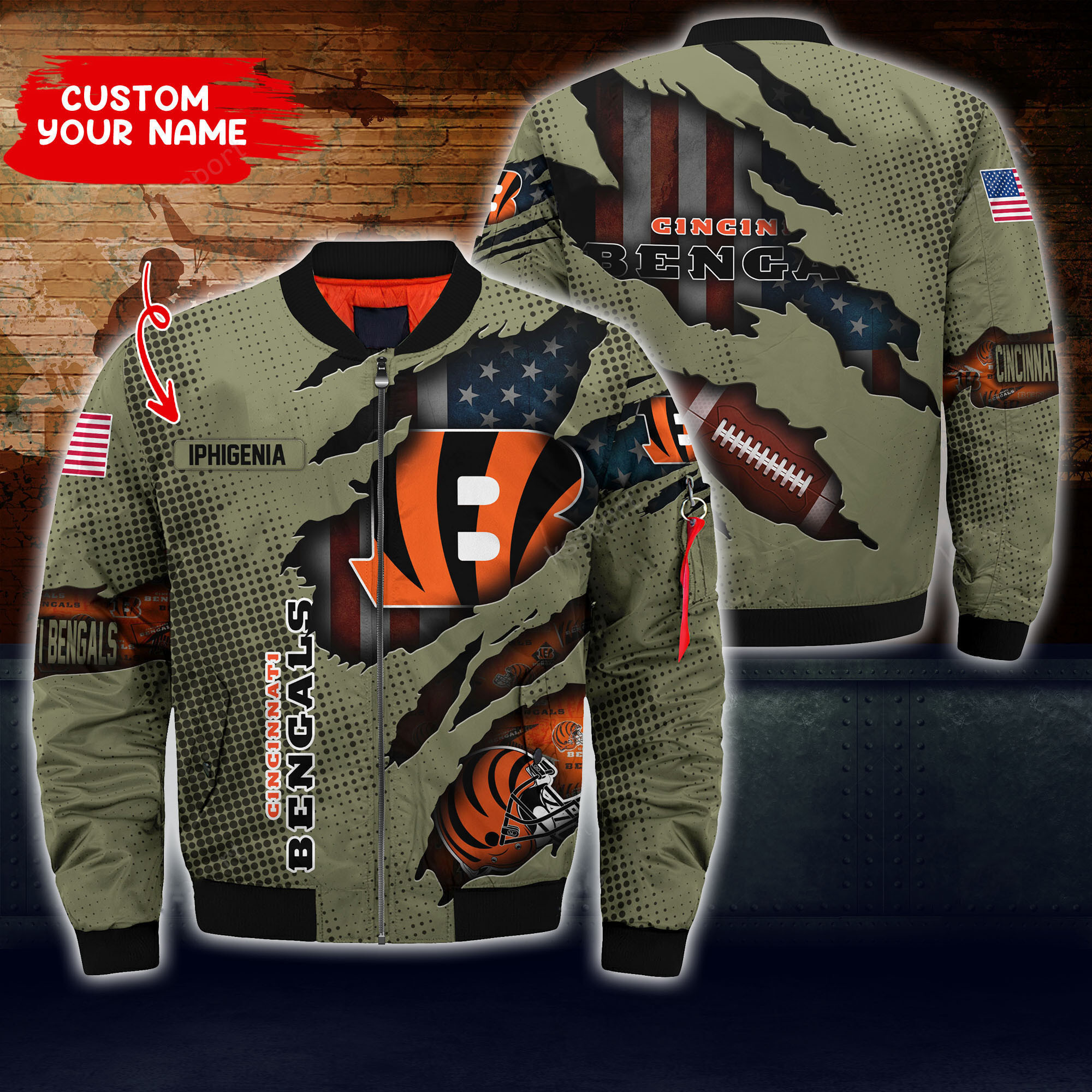 Cincinnati Bengals Personalized Thick Bomber Jacket CS46