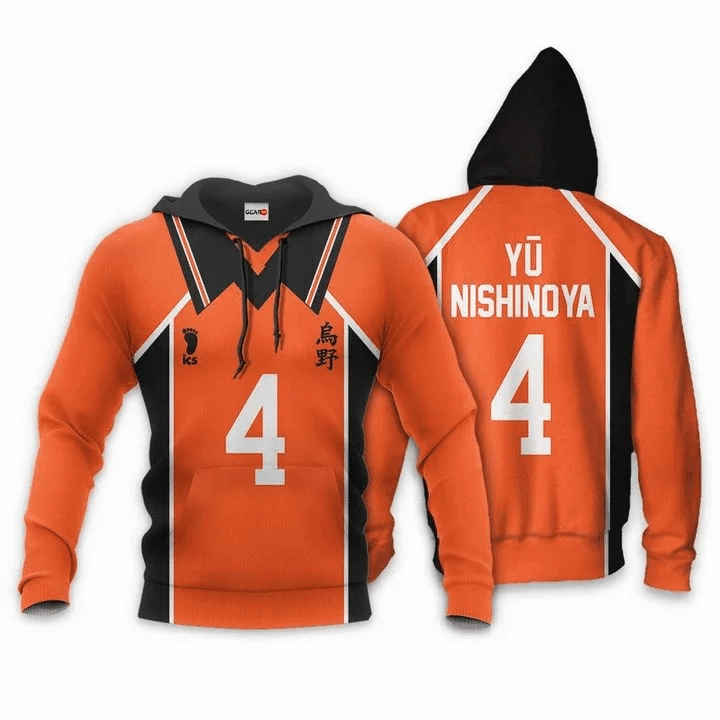 Karasuno Yu Nishinoya Haikyuu Number 4 3d Hoodie Zip Hoodie