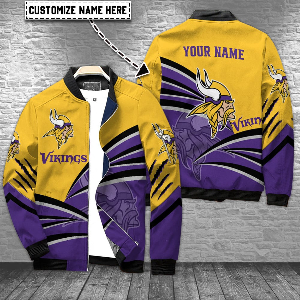 Minnesota Vikings Personalized Bomber Jacket BG676