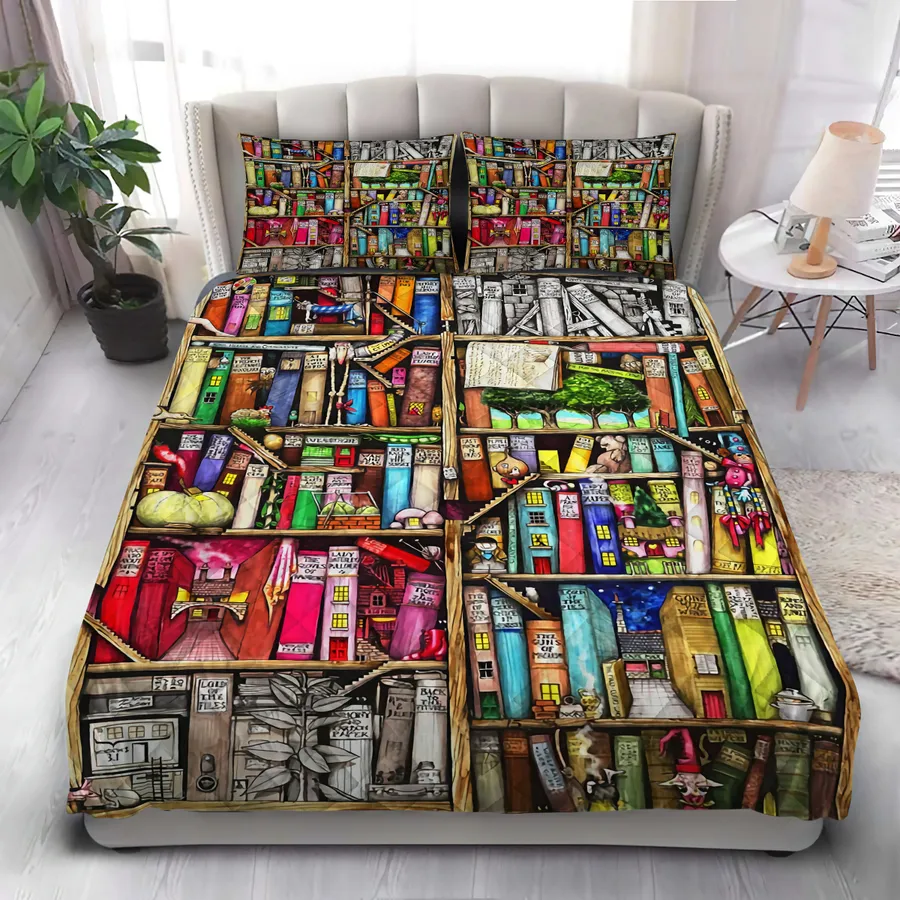 Book Bedding Set Mini City On The Bookshelf Duvet Covers